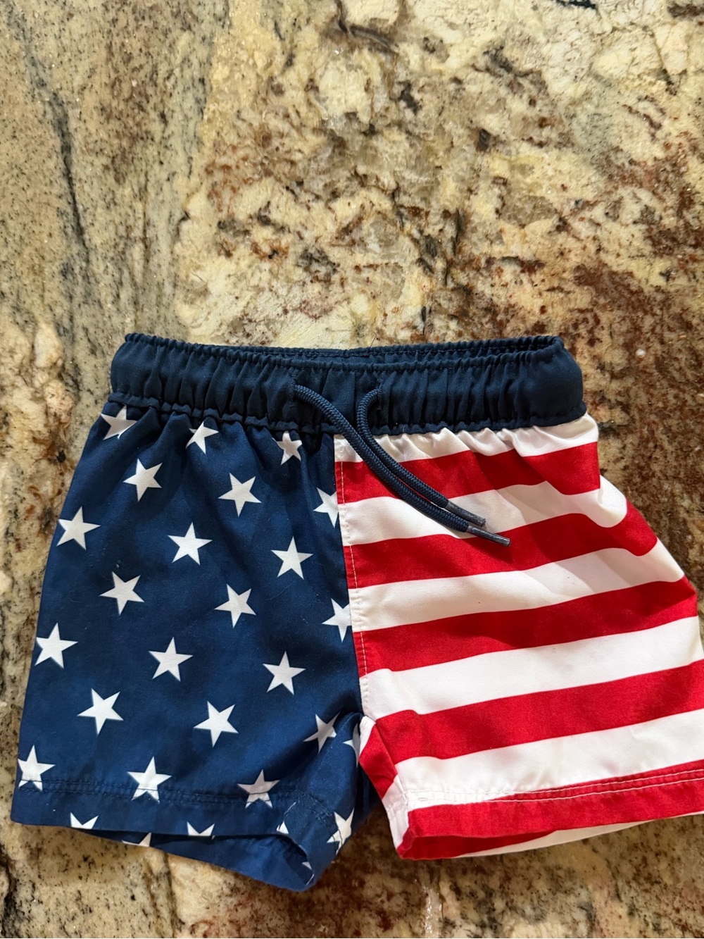Old Navy Boys Stars & Stripes Swim Shorts - Navy, Red & White